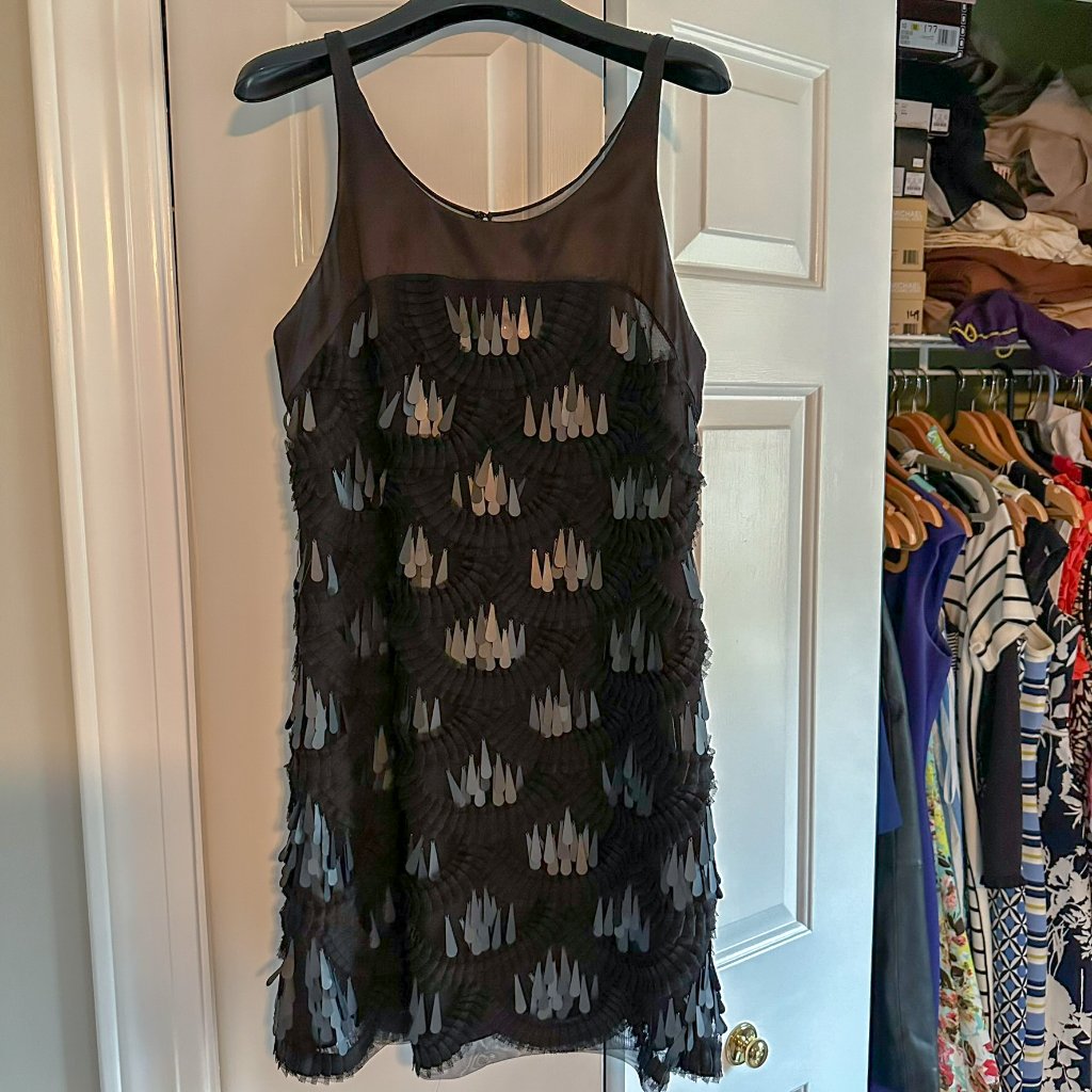 Bcbg Maxazria Black Teardrop Sequin Sleeveless Mini Dress Nwot